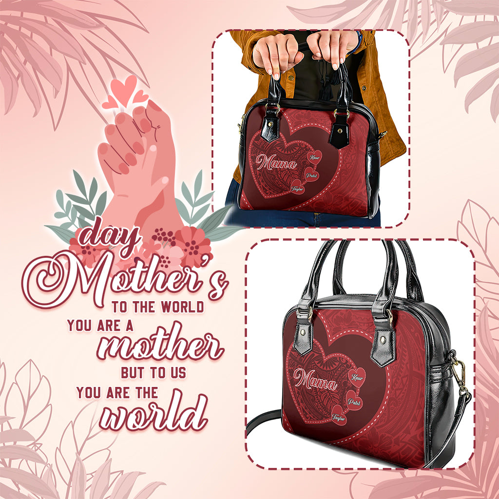 Custom Photo Happy Mother's Day Shoulder Handbag Polynesian Pattern CTM05