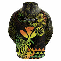 Custom Hawaii Symbols Hoodie Plumeria Kakau Polynesian Tribal
