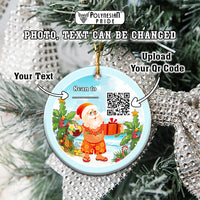 Custom Photo QR Code Polynesia Christmas Ceramic Ornament