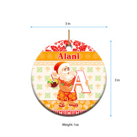 Custom Name Letter Hawaii Christmas Ceramic Ornament