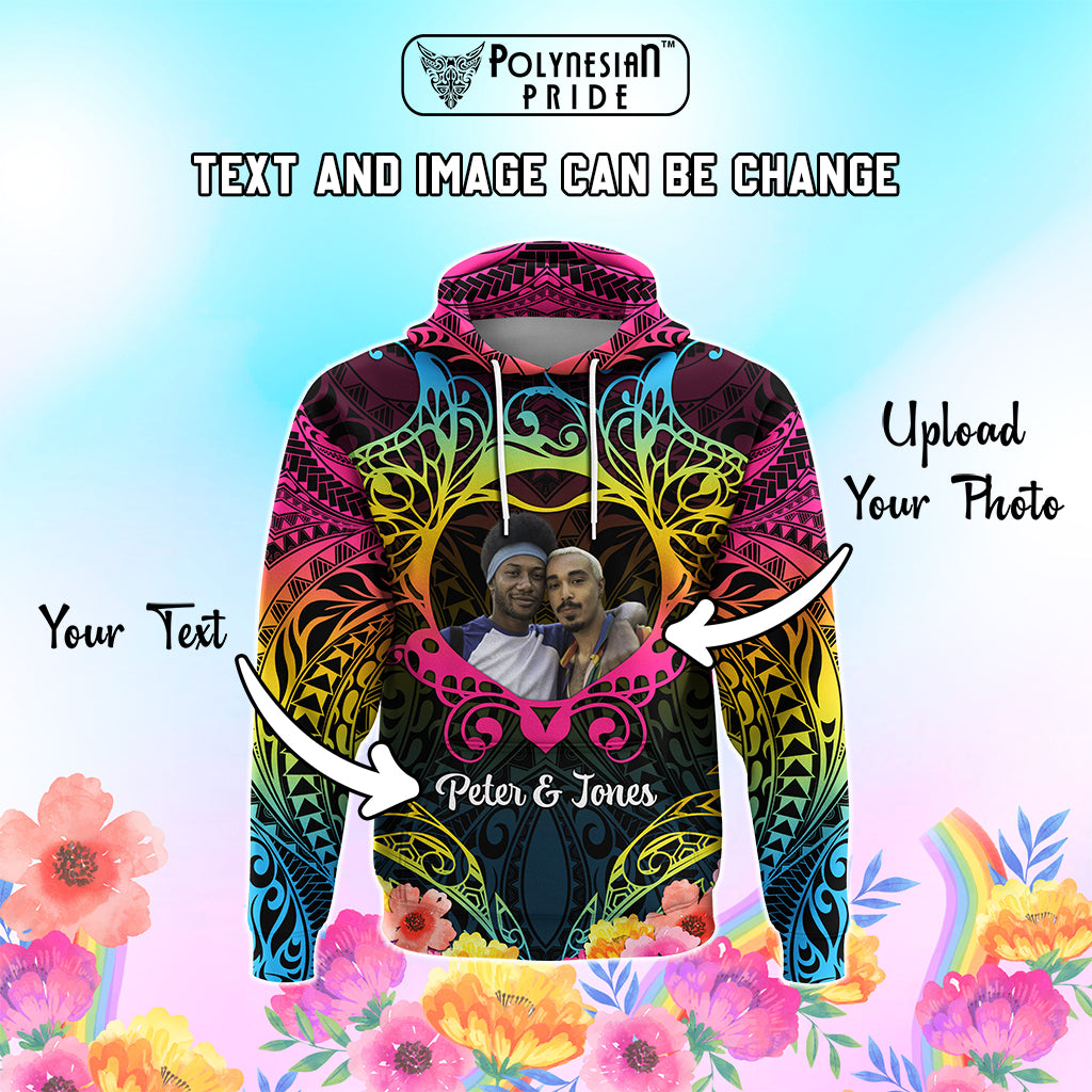 Custom Photo Happy Pansexual Pride Day Hoodie Love Is Love Polynesian Style