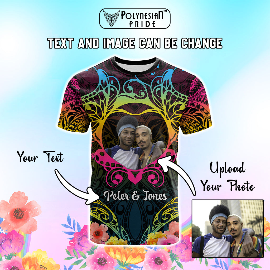 Custom Photo Happy Pansexual Pride Day T Shirt Love Is Love Polynesian Style