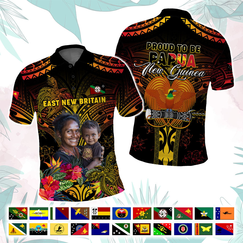 Custom Photo Papua New Guinea Provinces Polo Shirt Symbol Flag Sepik Blue Orchid Motifs CTM05