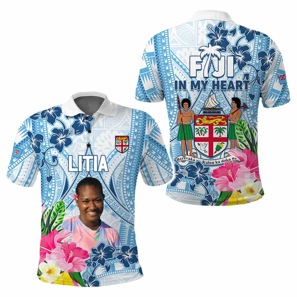 Custom Photo Love Fiji Polo Shirt Fiji In My Heart Tapa Pattern CTM05