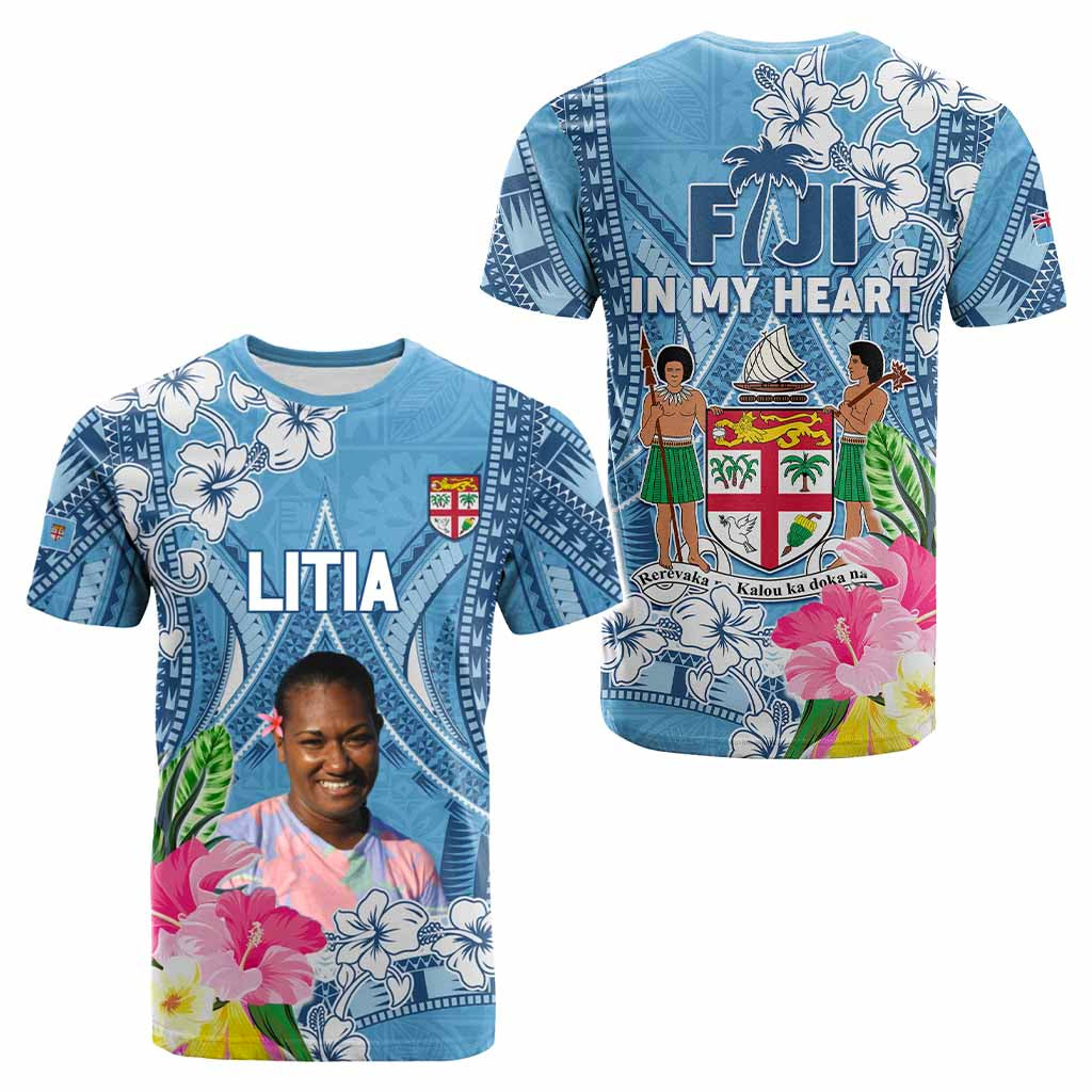 Custom Photo Love Fiji T Shirt Fiji In My Heart Tapa Pattern CTM05