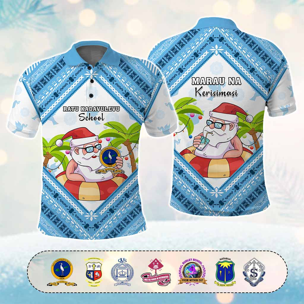 Custom Christmas Fiji Schools Polo Shirt Santa Claus Logo