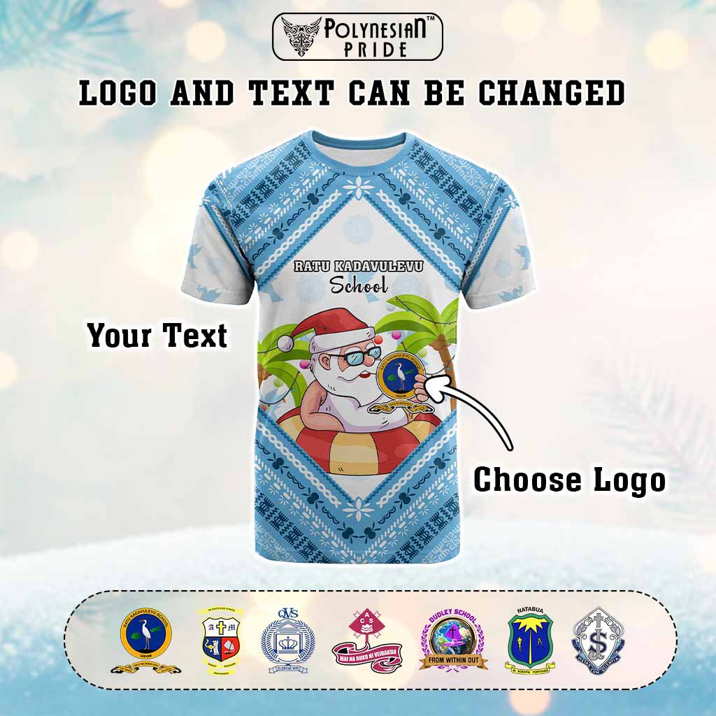 Custom Christmas Fiji Schools T Shirt Santa Claus Logo