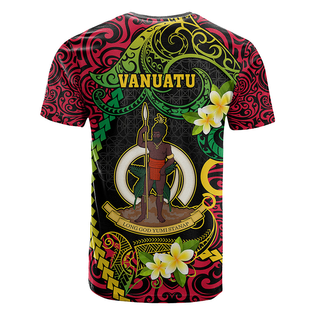 Custom Photo Vanuatu Provinces T Shirt Coat Of Arms Plumeria Polynesian Pattern