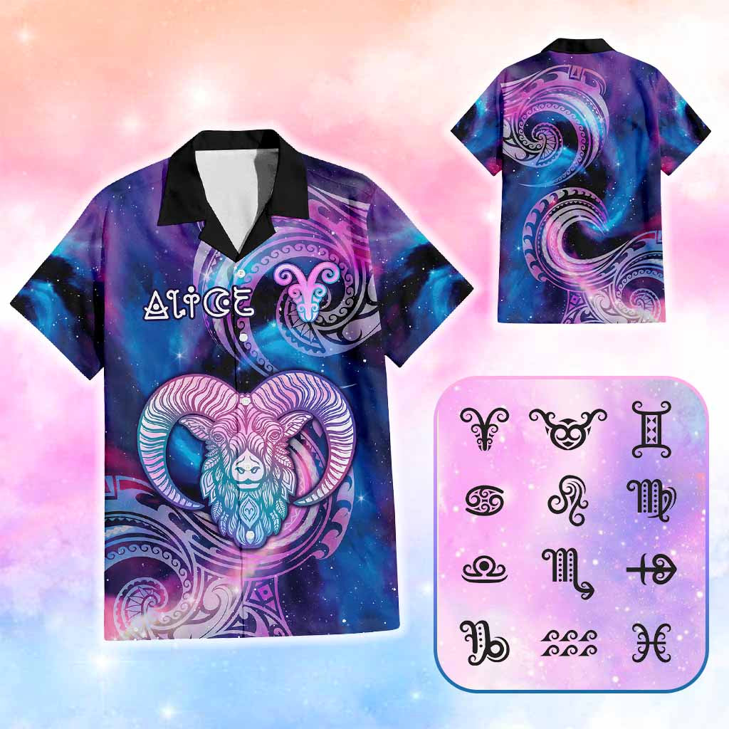 Custom Zodiac Signs Hawaiian Shirt With Polynesian Pattern