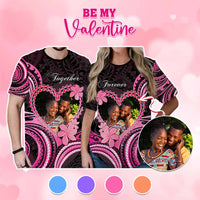 Custom Photo Polynesian Couple Valentine Day T shirt I LOVE YOU FOREVER