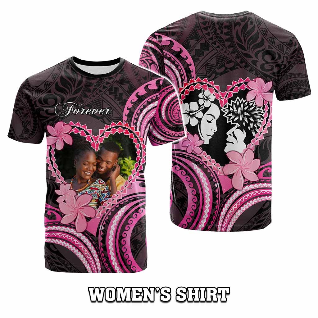 Custom Photo Polynesian Couple Valentine Day T shirt I LOVE YOU FOREVER