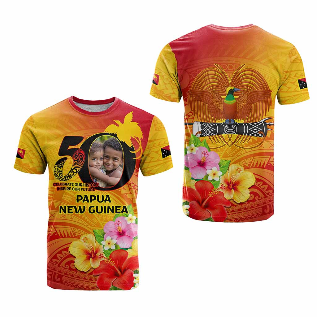 Custom Photo Papua New Guinea 50th Years T Shirt Hapi De bilong Indipendens Papua Niugini