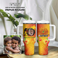 Custom Photo Papua New Guinea 50th Years Tumbler With Handle Hapi De bilong Indipendens Papua Niugini CTM09