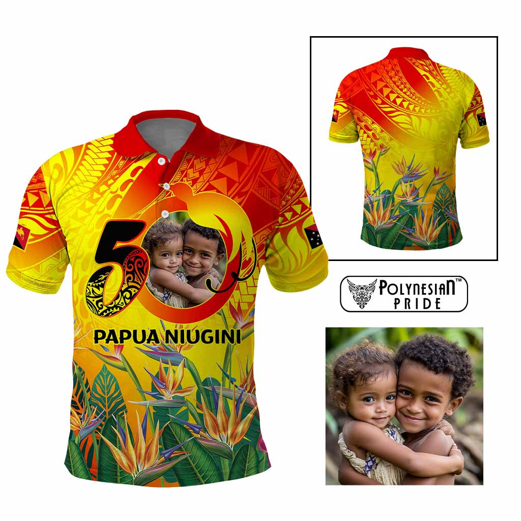 Custom Photo Papua Niugini Hapi 50th Indipendens Polo Shirt Year of PNG 1975-2025