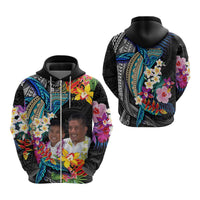 Custom Photo Polynesian Shark Tattoo Hoodie Beauty Pacific Flowers - Polynesian Pride