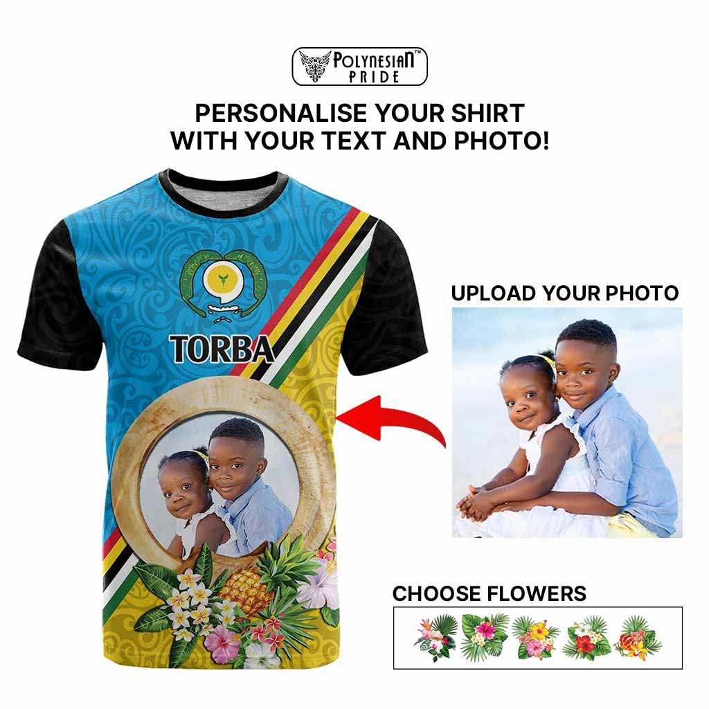 Torba Province Custom T Shirt With Photo Vanuatuan Boar's Tusk Flag Multicolored