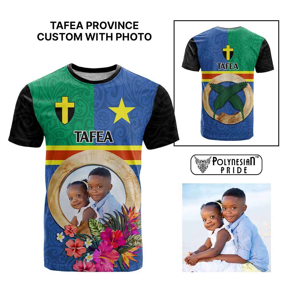 Tafea Province Custom T Shirt With Photo Vanuatuan Boar's Tusk Flag Multicolored
