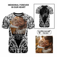 Custom Upload Photo Happy Father's Day - Best Dad Ever T Shirt Polynesian Plumeria Tribal Art