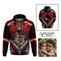 Custom Photo Tonga Hoodie Polynesian Pattern Mixed Ngatu Kupesi
