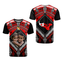 Custom Photo Tonga T Shirt Polynesian Pattern Mixed Ngatu Kupesi
