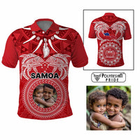 Custom Photo Samoa Polo Shirt Polynesian Fish Tattoo and Boar Tusk Art