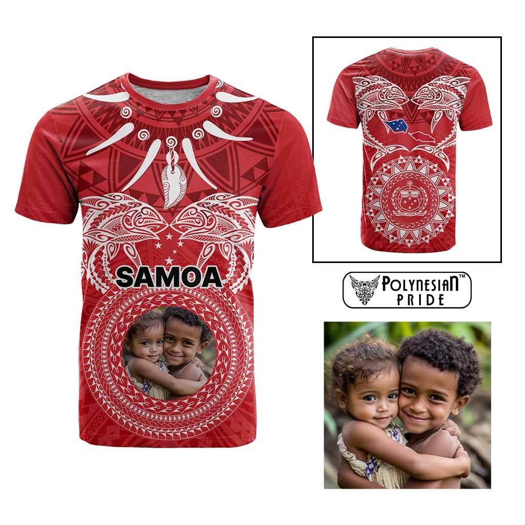 Custom Photo Samoa T Shirt Polynesian Fish Tattoo and Boar Tusk Art