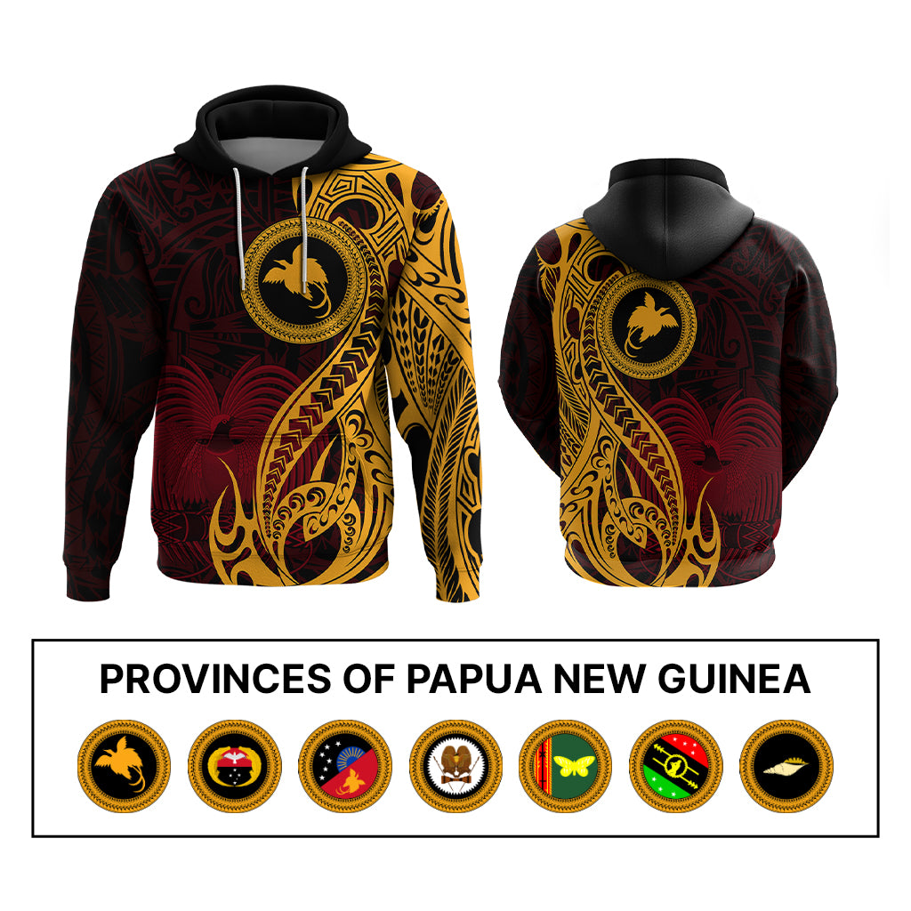 Custom Provinces of Papua New Guinea Hoodie Bird of Paradise Polynesian Tribal - Polynesian Pride