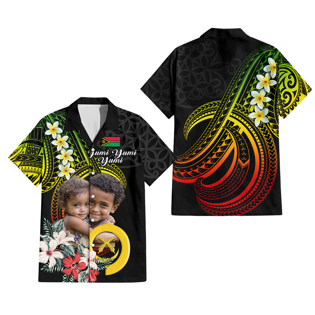 Custom Photo Vanuatu Provinces Hawaiian Shirt Vanuatuan Pig Tusk and Pacific Beauty Flower