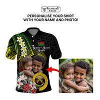 Custom Photo Vanuatu Provinces Polo Shirt Vanuatuan Pig Tusk and Pacific Beauty Flower