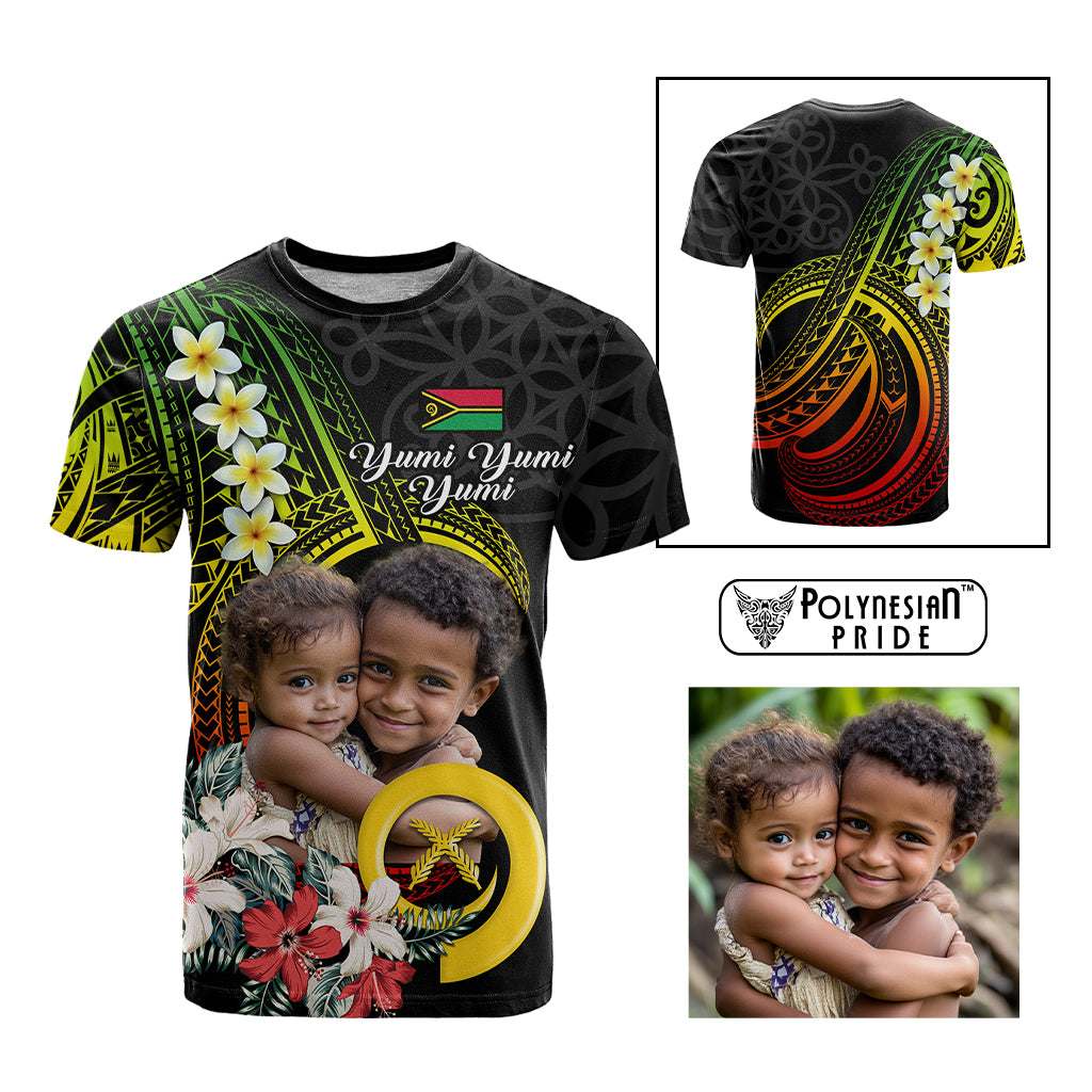Custom Photo Vanuatu Provinces T Shirt Vanuatuan Pig Tusk and Pacific Beauty Flower
