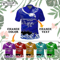 Custom American Samoa Fautasi Race Polo Shirt Eagle With Polynesian Pattern