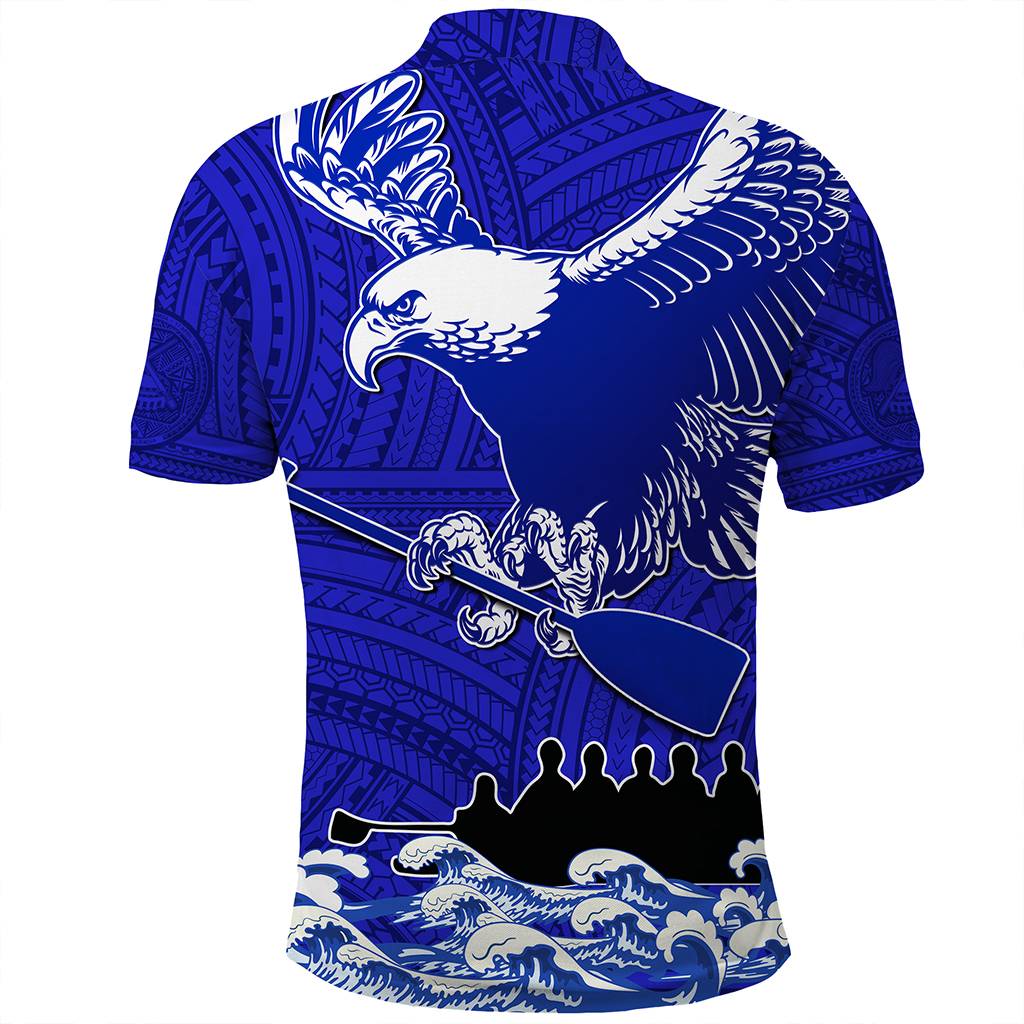 Custom American Samoa Fautasi Race Polo Shirt Eagle With Polynesian Pattern