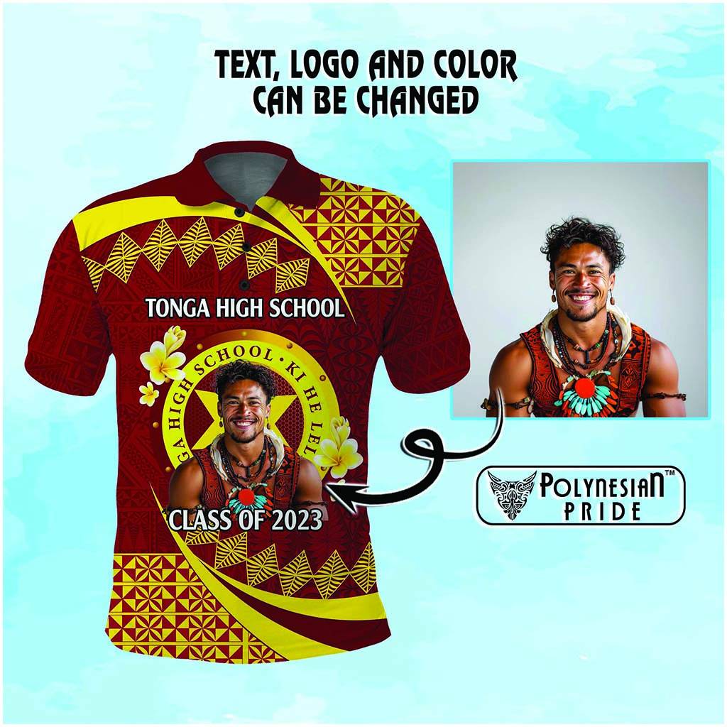 Custom Photo Tonga Schools Polo Shirt Happy Anniversary Tongan Schools Logo With Ngatu Pattern