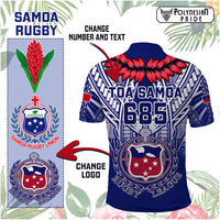 Custom Samoa Rugby Polo Shirt Custom Text And Number With Toa Samoa, Manu Samoa And Manu Samoa 7s Logo - Polynesian Pride