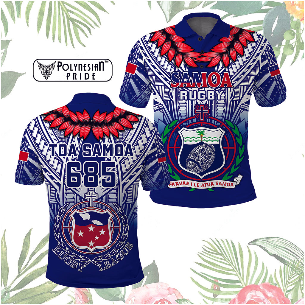 Custom Samoa Rugby Polo Shirt Custom Text And Number With Toa Samoa, Manu Samoa And Manu Samoa 7s Logo - Polynesian Pride