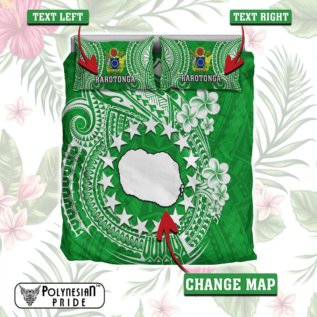 Custom Cook Islands Bedding Set Islands Map Plumeria With Polynesian Tattoo