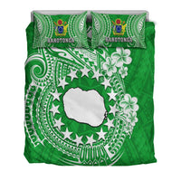 Custom Cook Islands Bedding Set Islands Map Plumeria With Polynesian Tattoo