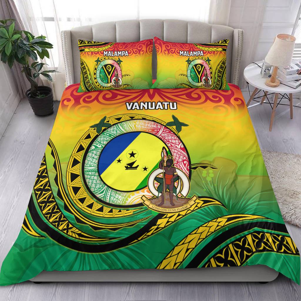 Custom Vanuatu Provinces Bedding Set Coat Of Arms Mix Flag