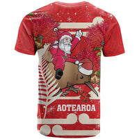 Custom Photo Kia Ora New Zealand T Shirt Pohutukawa Kiwi Santa Meri Kirihimete