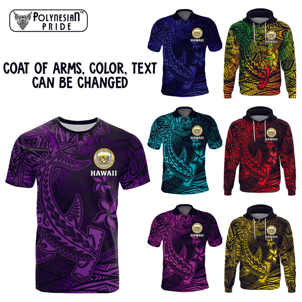 Custom Polynesian T Shirt, Polo Shirt, Hoodie Hammerhead Shark With Coat of Arms CTM14