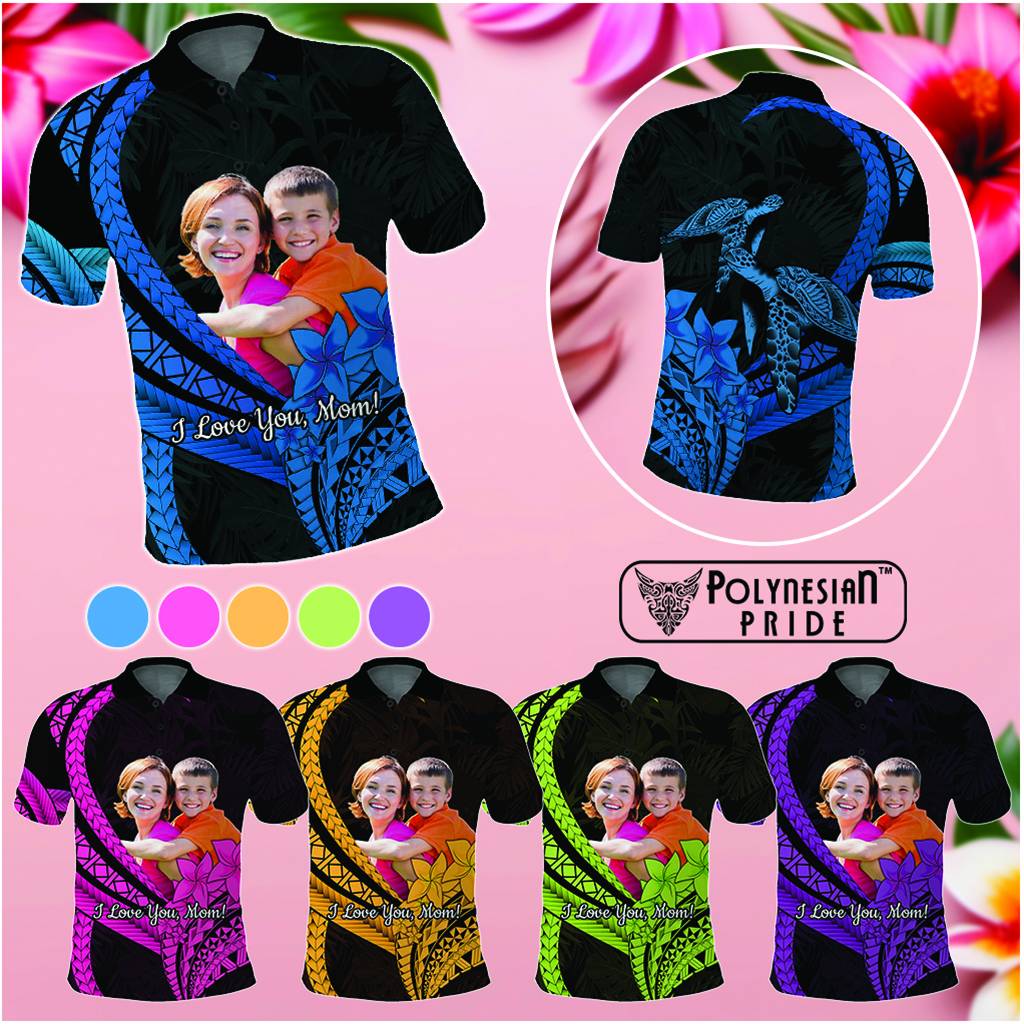 Custom Photo Polynesia Mother's Day Polo Shirt Polynesian Pattern Tropical Vibes