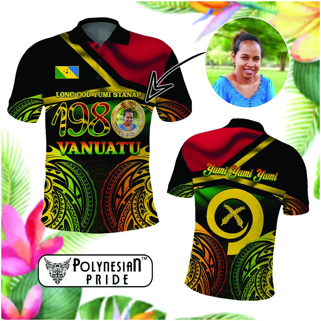 Custom Photo Vanuatu 1980 Polo Shirt Yumi Yumi Yumi Independence Anniversary