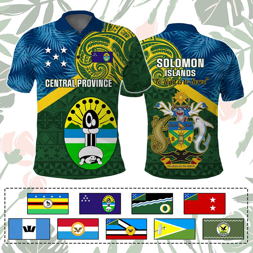 Custom Solomon Islands Provinces Polo Shirt Coat Of Arms With Flag Unique Version