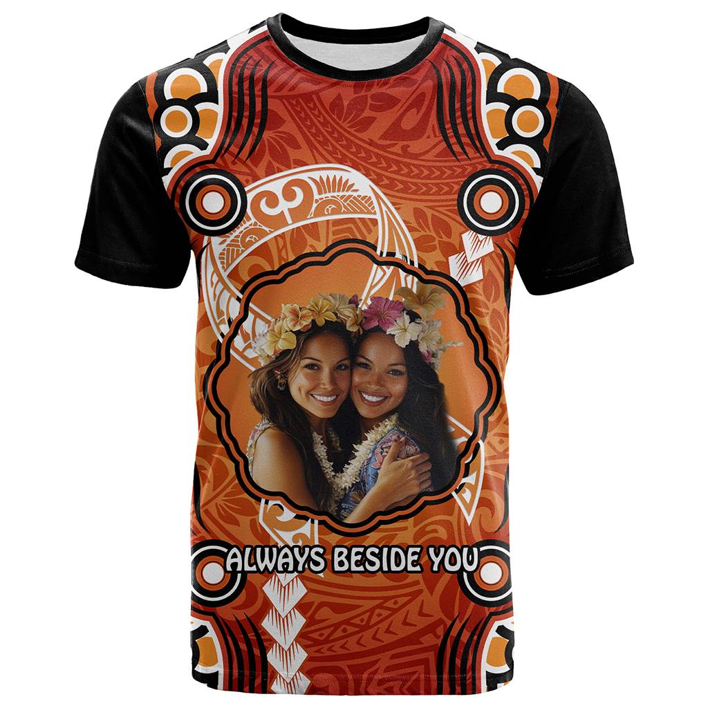 Custom Photo Cancer Awareness T Shirt Brave Strong Aboriginal With Polynesian Pattern
