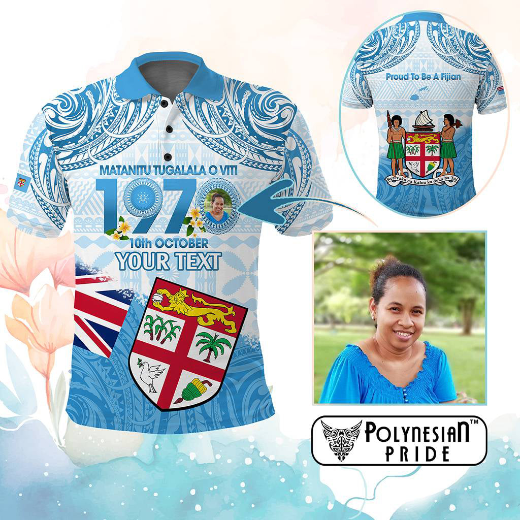 Custom Photo Fiji Day 1970 Polo Shirt Proud To Be A Fijian Tapa Pattern