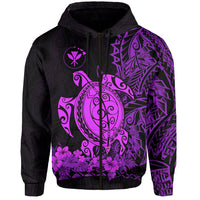 Custom Hawaii Polynesian Zip Hoodie Purple Sea Turtles Hawaiian LT13 - Polynesian Pride