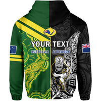Custom Australia Kangaroos and All Black Rugby Hoodie Aboriginal Mix NZ Maori Fern LT14
