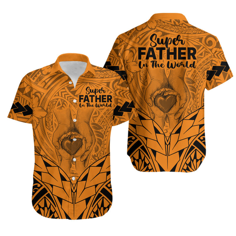 Polynesian Father's Day Gift For Dad Matching Dress and Hawaiian Shirt Super Father In The World Gold Polynesian Pattern LT9 - Polynesian Pride