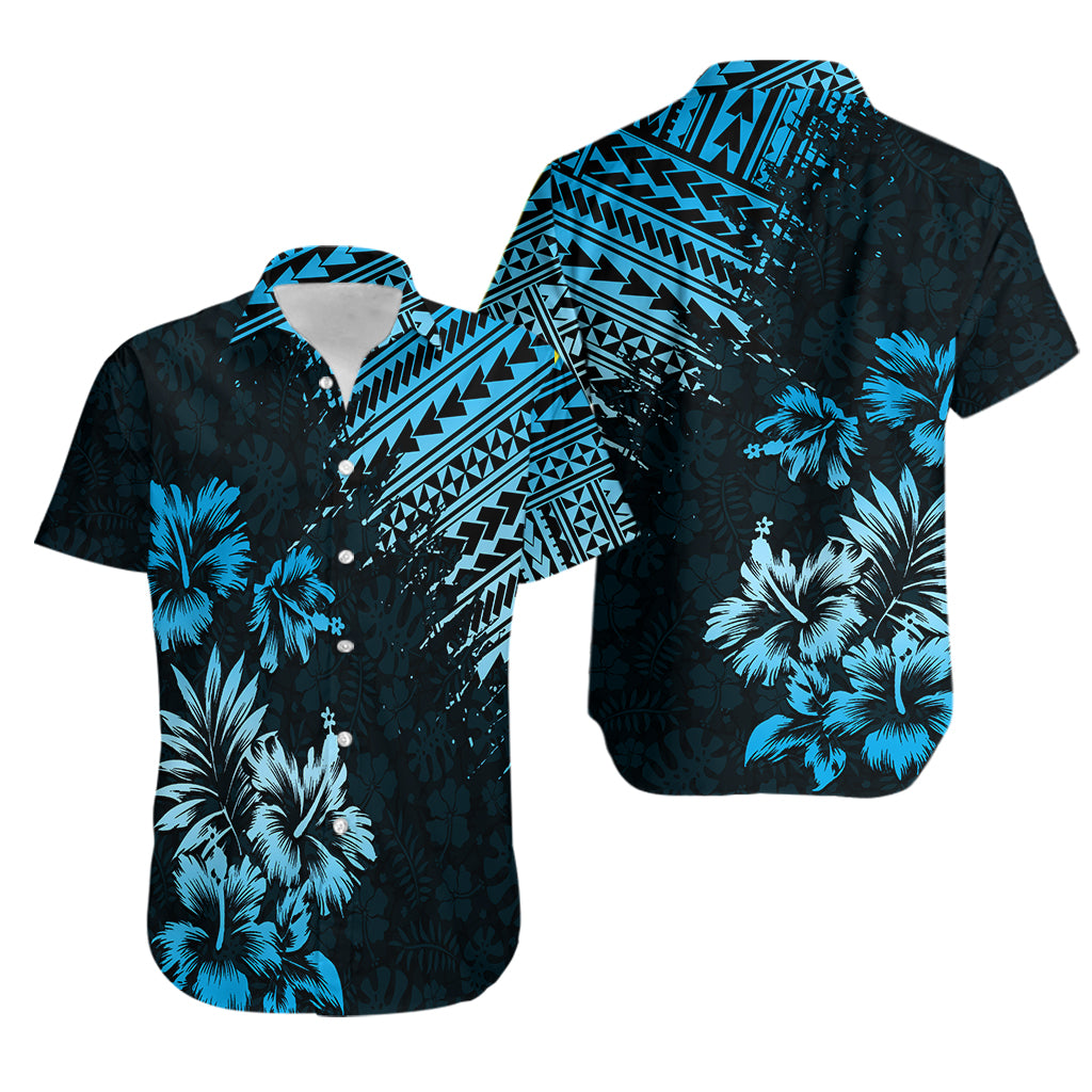 Hawaii Summer Couples Matching Outfits Combo Long Sleeve Dress Mix Polynesian Black-Blue LT6 - Polynesian Pride