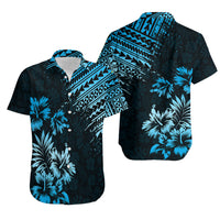 Hawaii Summer Couples Matching Outfits Combo Long Sleeve Dress Mix Polynesian Black-Blue LT6 - Polynesian Pride